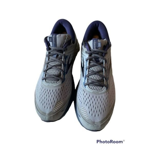 Brooks Beast Men\'s Gray Lace Up Pull On Running Shoes Athletic Sneakers Size 12